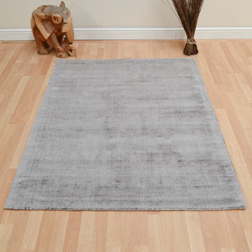 Blade Modern Plain Distressed Tonal Metallic Shimmer Hand-Woven Soft Textured Tip Sheared Loop Pile Silky Viscose Flatweave Smoke Rug-Asiatic Carpets-Rug Love - The Most Loved Rug Store